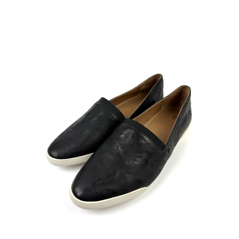 Frye Melanie Shoes Womens 10 Black Soft Leather Slip On Flats Pointed Brand New